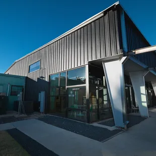 Converted bottling plant with huge bank of windows