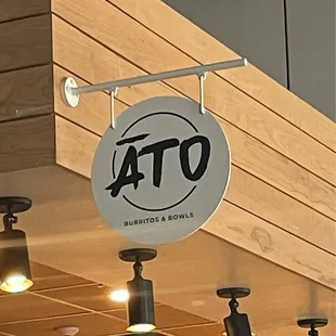 a close up of a restaurant sign