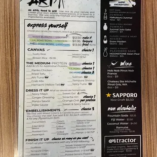 Menu 2, Ato burritos &amp; poke bowls