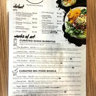 Menu 2, Ato burritos &amp; poke bowls