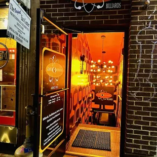 the entrance to the restaurant