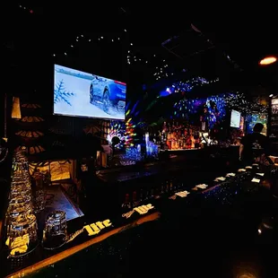 a bar with neon lights