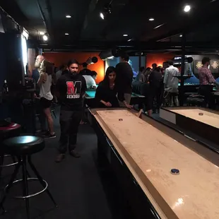 Two shuffleboard tables. Plenty of pool tables. LOTS of seating. Good times.