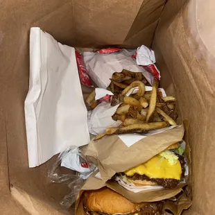 Jam Burger, Atomic double burger &amp; fries.