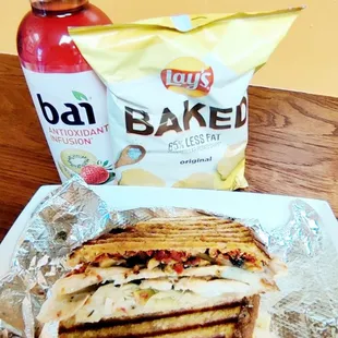 The Galactic Panini with chips and drink