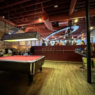 Pool table in the restaurant