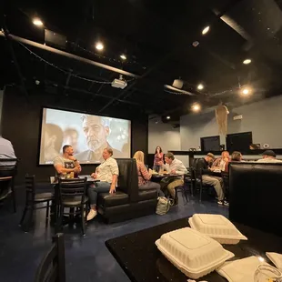 Dining area looking left (note the giant TV for watching the game)