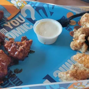 Nuclear and garlic parmesan boneless wings.