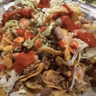 Frito pie.   Great but too many Fritos for my taste.