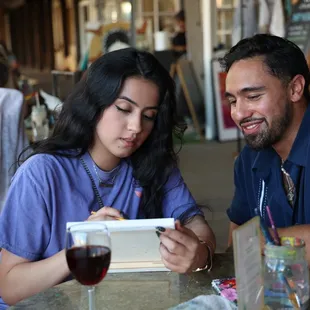 Paint &amp; Sip in Old Sacramento. Kombucha or tea paired with your craft on beautiful patio tables. Atrium Art Cafe &amp; Gallery