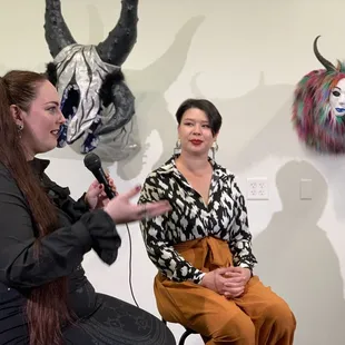 Artist showcase &amp; Gallery  reception. Laurel Marana with - Transmutations - upcycled sculptures. with Gallery Director Sammie Anne McKibben