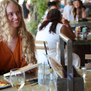 Paint a canvas or sculpt clay at the Atrium Art Cafe in Old Sacramento.