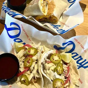 Pork Carnitas Taco, Black Bean Taco, and The Vivarito!