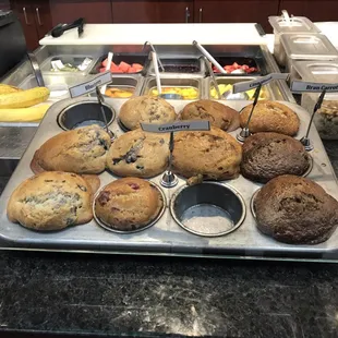 Warm muffins daily.