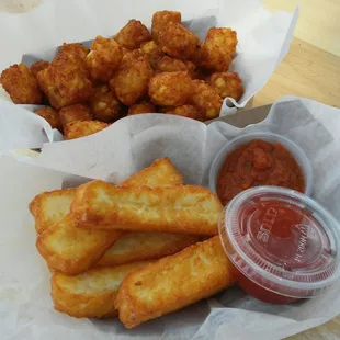 Fried halloumi and tots. Diet starts tomorrow.