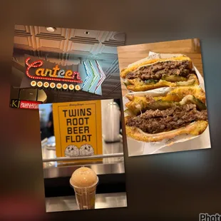 Attaboy-Texas toast smash burger and root beer float