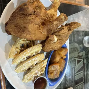 Chicken and waffles.  With a side of souther sweet potato.