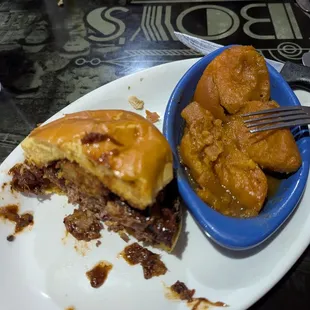 Half a Marion Burger and about 2/3 of the sweet potato side.