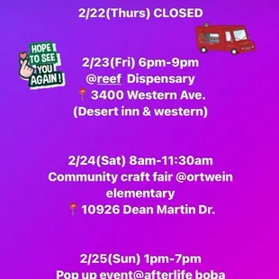 Our food truck schedule
