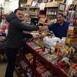 two men in a grocery store