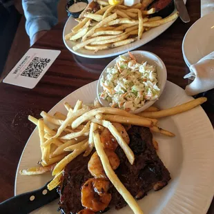 Fried seafood platter, ribs and grilled shrimp!
