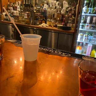 a drink in a plastic cup