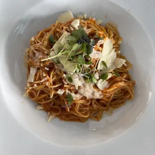 Angel hair pasta with Marinara sauce