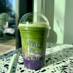 Ube latte with matcha