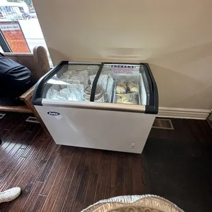 Frozen chest with baguettes, cinnamon rolls (4-pk), and buns!