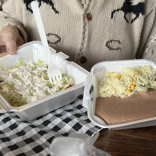 Two cheese Enchiladas and rice and beans