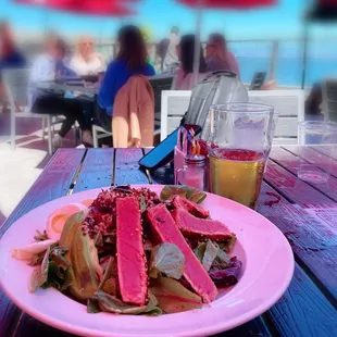 Ahi Tuna Salad (nothing special; friend didn't like it); Draft Beer.