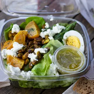 Bibb &amp; Beet Salad- Bibb lettuce, yellow beets, asparagus, goat cheese, pistachios with lemon zest, hard boiled egg, &amp; lemon dill vinaigrette