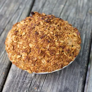 Gluten-free crisp featuring local peaches.