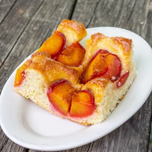 Baltimore Peach Cake is back! Featuring local peaches.