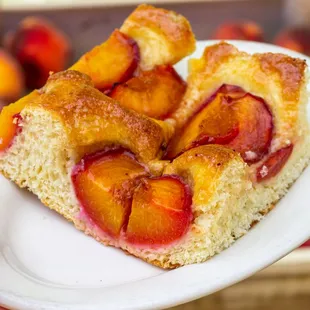 Baltimore Peach Cake is back! Featuring local peaches.