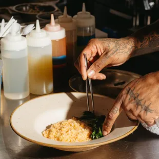 a chef preparing food