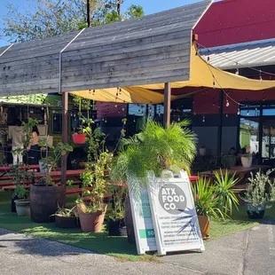 Parking lot view next to bike shop