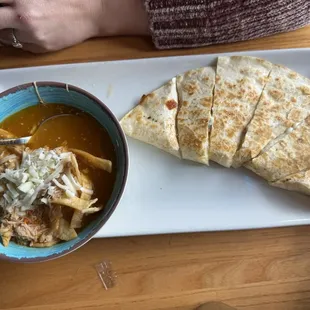 Soup and quesadilla lunch special