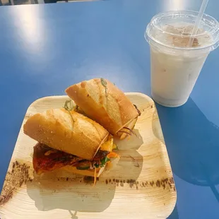 Korea Chicken Sandwich &amp; Horchata water...yum!