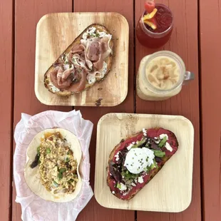 Brunch; toast and tacos