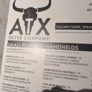 a menu for a restaurant