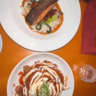 Fingerling potatoes and Panfried Salmon