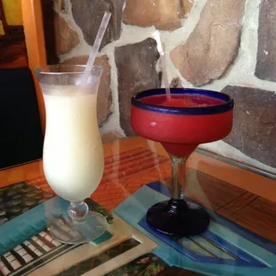 Piña Colada and Strawberry Margarita