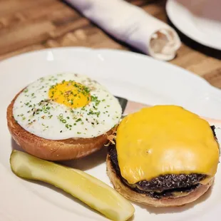 Double Cheeseburger with a Farm Egg