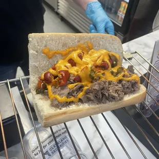 Large Italian Beef Sandwich with Liquid Cheddar