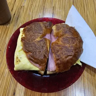 Look at this huge croissant sandwich