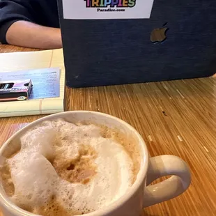 Cappuccino  best milk in the city. Fluffy foam. The sandwiches  are really tasty also. Nice vibe.