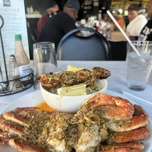 Dungeness over garlic noodles