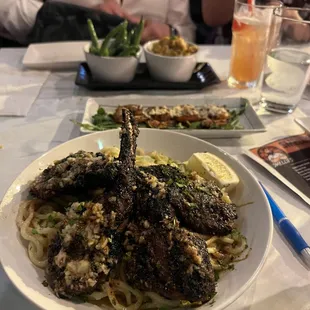 This was the grilled lamb chops over garlic noodles.