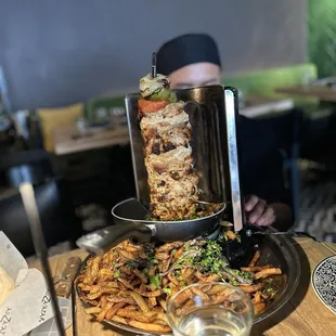 Chicken shawarma and French fries